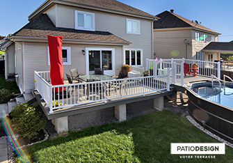 Patio avec piscine hors-terre par Patio Design inc.