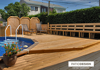 Patio avec piscine hors-terre par Patio Design inc.