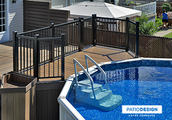 Patio avec piscine hors-terre par Patio Design inc.