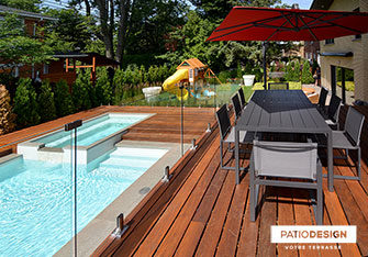 Patio with inground pool by Patio Design inc.