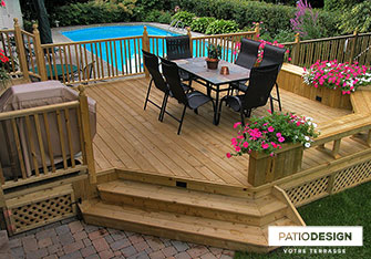 Patio with inground pool by Patio Design inc.