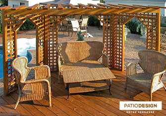 Patio with inground pool by Patio Design inc.