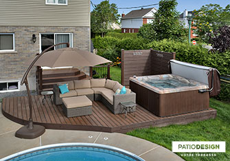 Patio with inground pool by Patio Design inc.