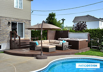 Patio with inground pool by Patio Design inc.