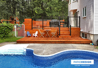 Patio with inground pool by Patio Design inc.