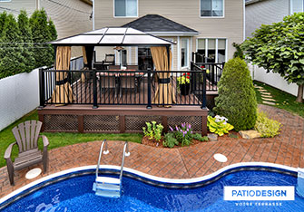 Patio with inground pool by Patio Design inc.