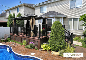 Patio with inground pool by Patio Design inc.