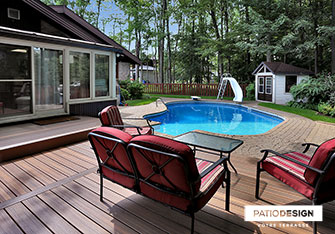 Patio with inground pool by Patio Design inc.